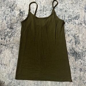 Abercrombie Fitch Ribbed Tank Top Olive Green Basic Layering Camisole M